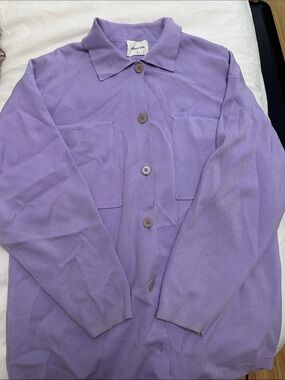Aritzia Lavender Button-Up Knit Jacket